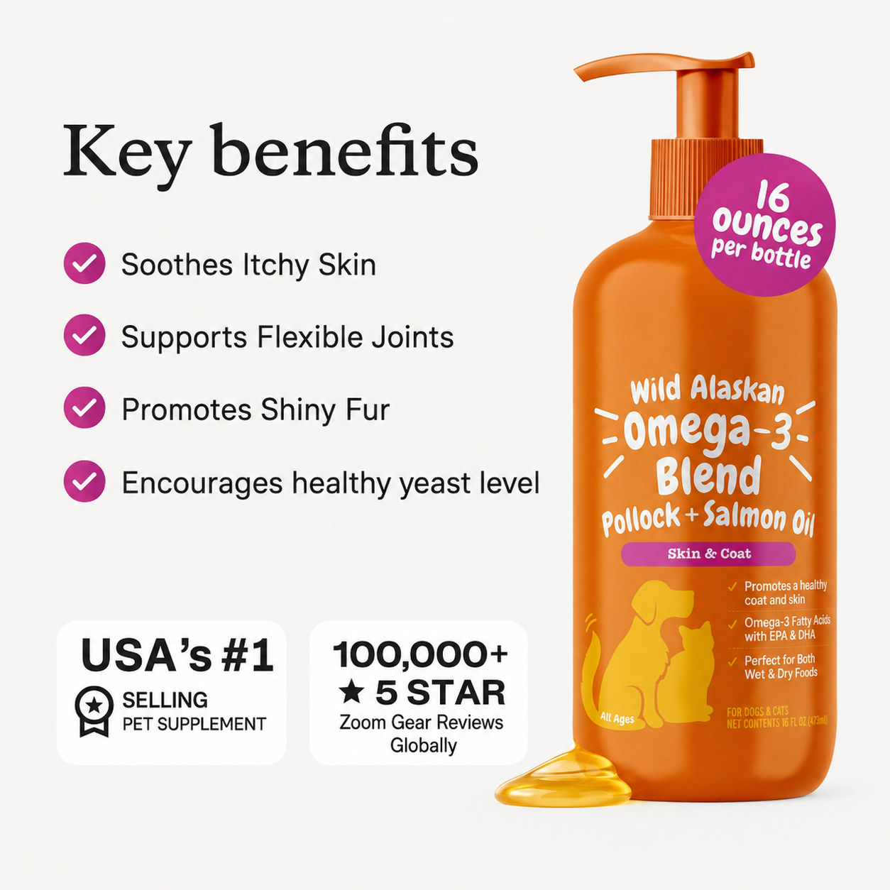 Omega-3 Salmon Oil for Dogs – Skin, Coat & Joint Support